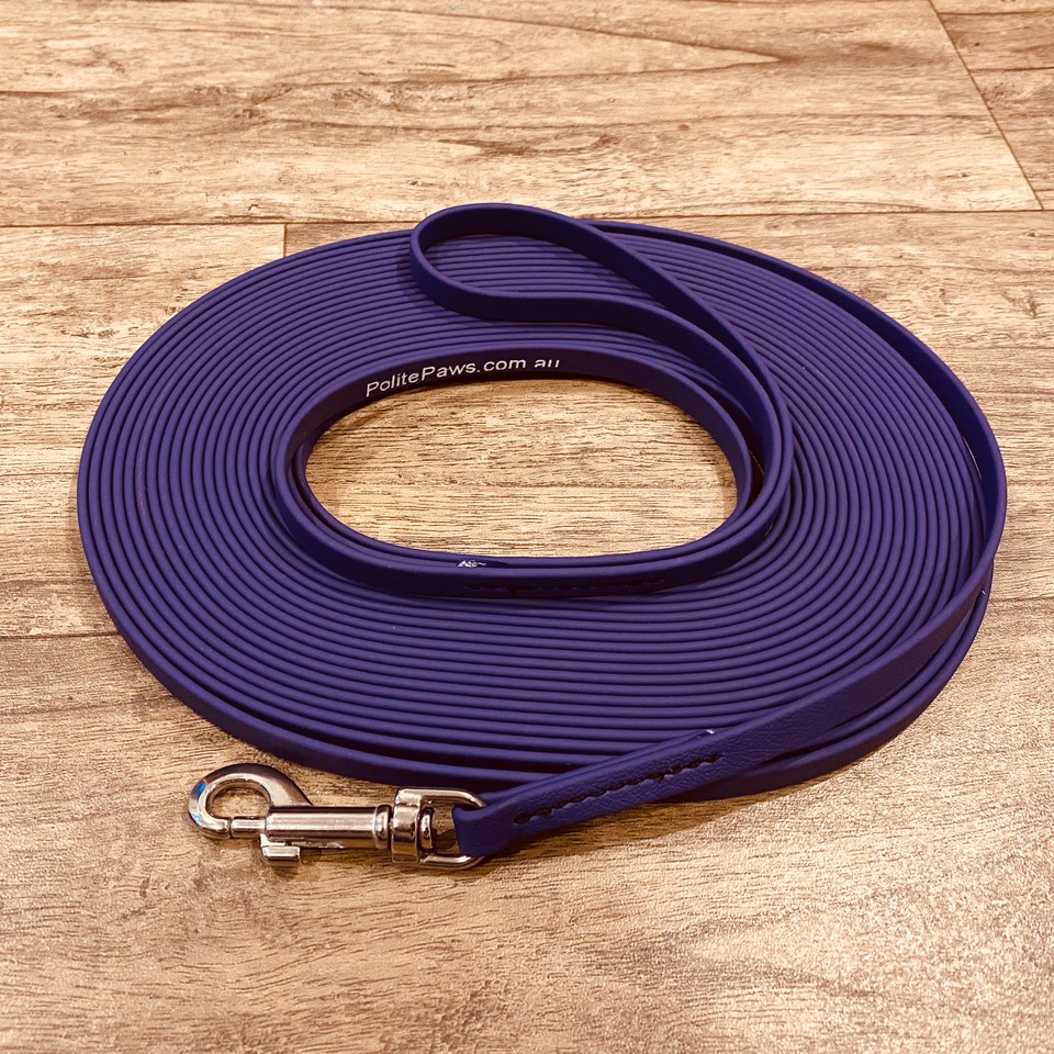 10m Purple Biothane Long Lead - Small Stainless Steel Snap